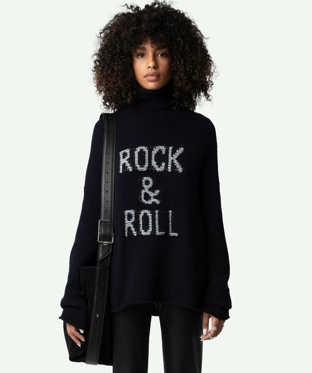 ZADIG &amp; VOLTAIRE / ザディグ エ ヴォルテール | ROCK &amp; ROLL サイドジップ タートルネック ニット | S | ネイビー | レディース ZADIG & VOLTAIRE / ザディグ エ ヴォルテール | ROCK ROLL サイド