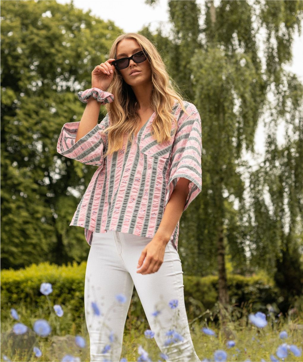 Ganni seersucker shirt Clearance