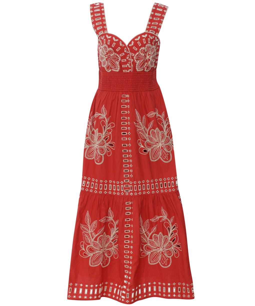 fawn embroidered eyelet midi dress Walnut Eyelet Cotton Midi Dress By Band of the Free XS main image 1