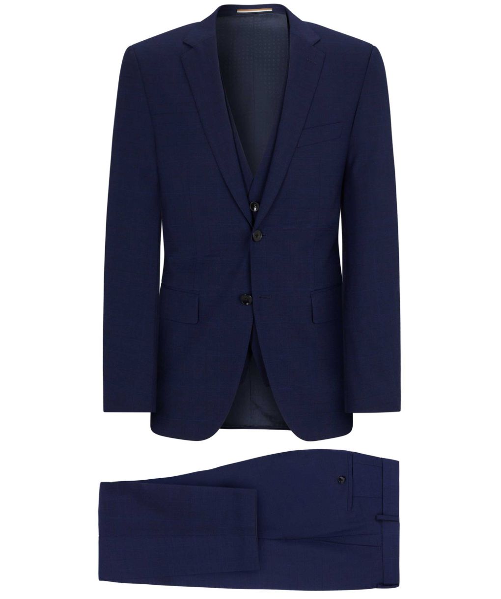 BOSS Dark Blue Slim Fit H-Huge-3Pcs-232 Suit