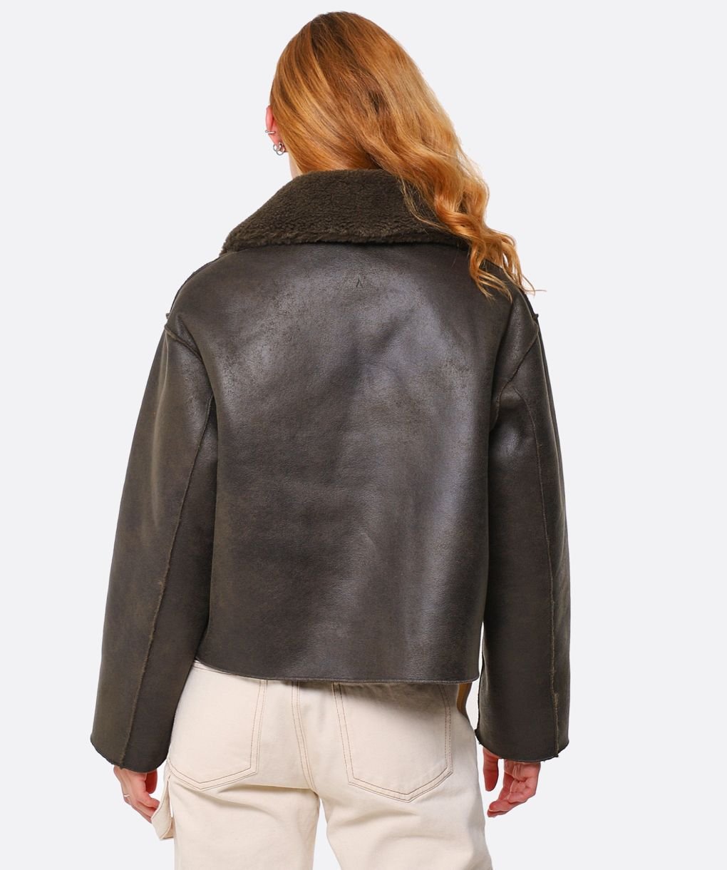 Jakke Vera Faux Shearling Aviator Jacket | Jules B