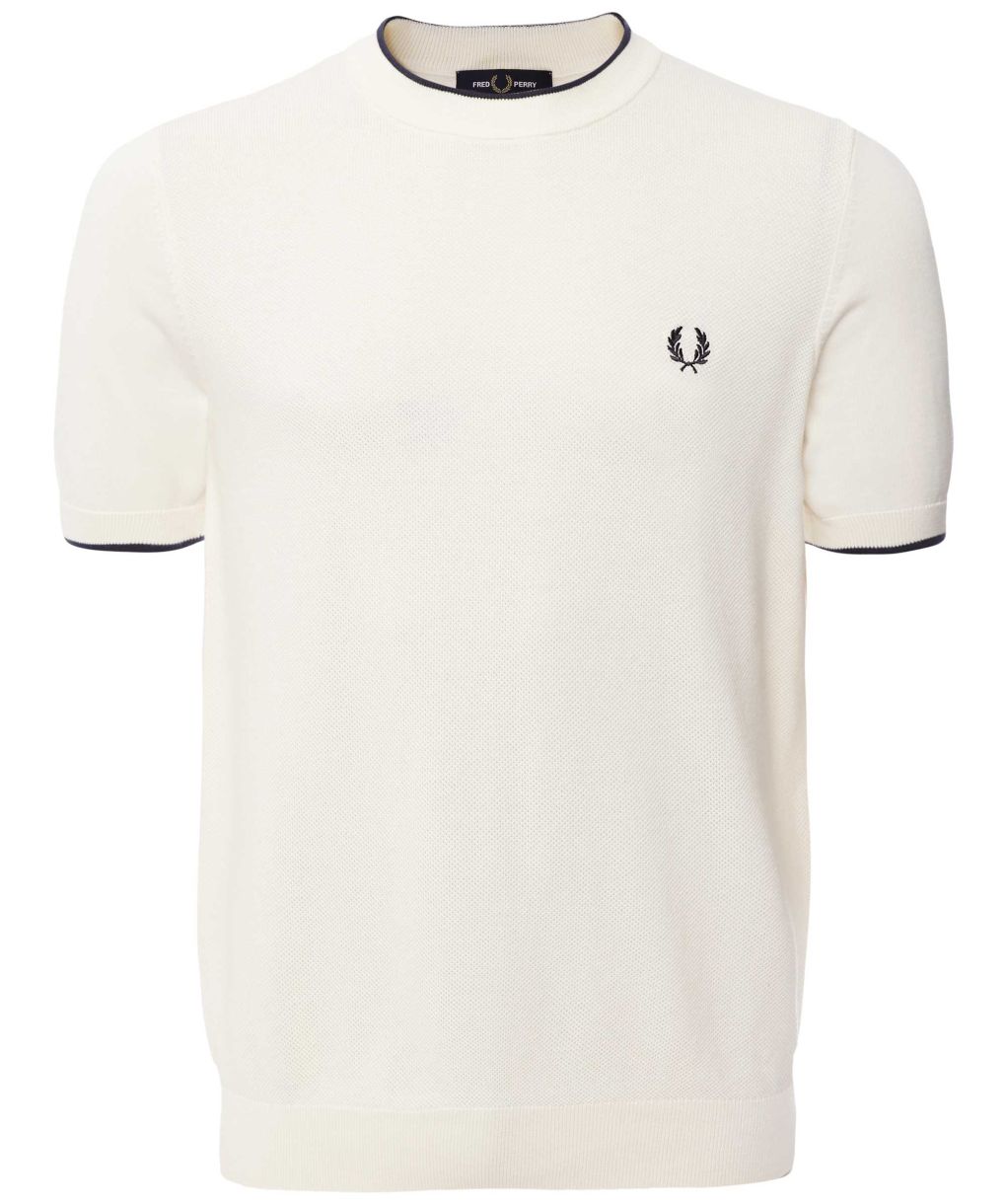 【FRED PERRY】Textured Front Knitted Shirt Fred Perry Textured Front Knit T-Shirt