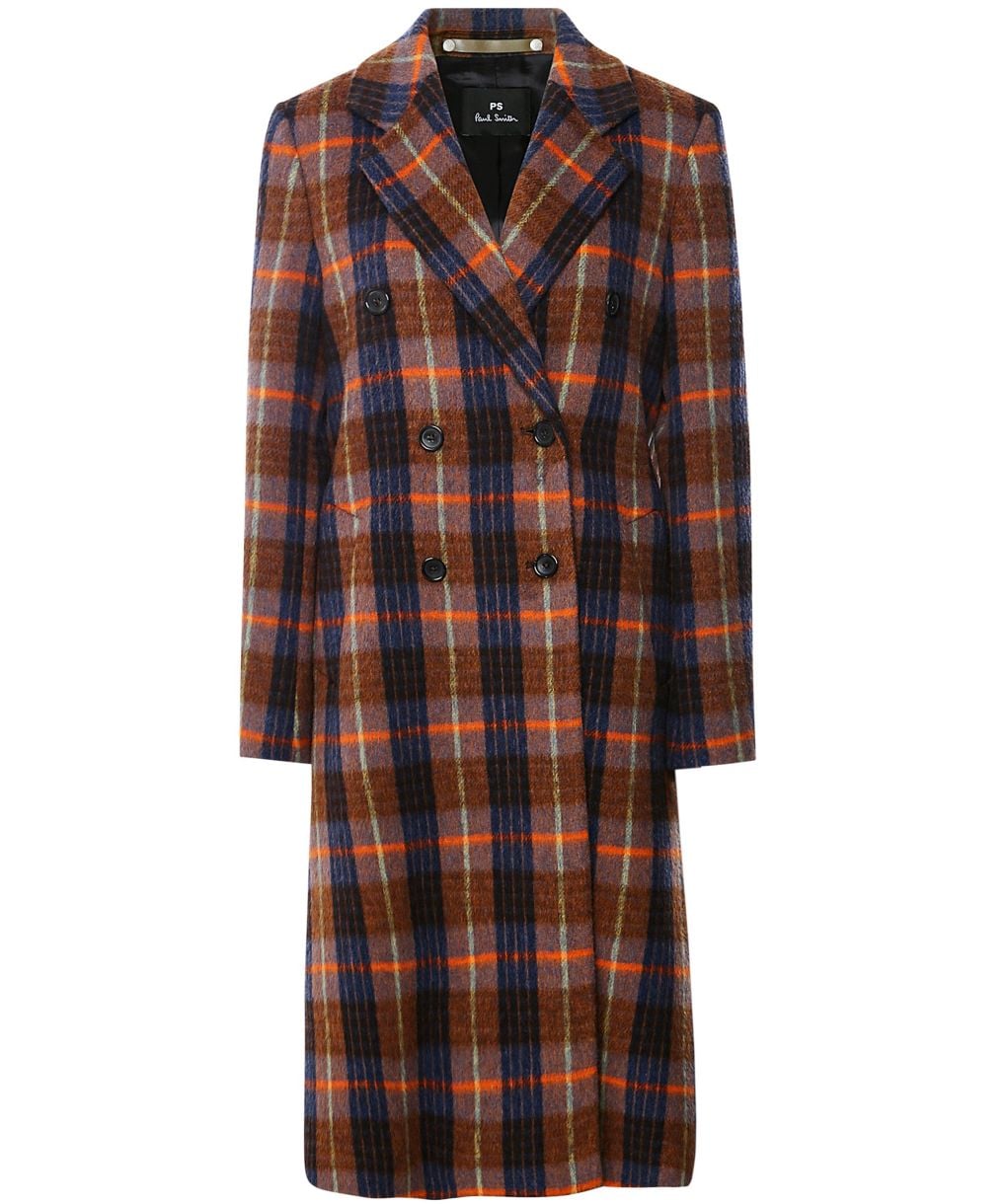 Paul Smith Wool Blend Check Double Breasted Coat | Jules B
