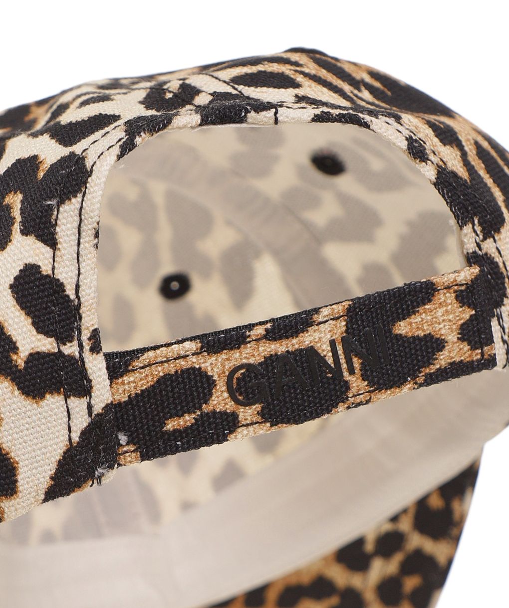 【関税&送料込】Ganni Leopard-Print Canvas Baseball Cap GANNI Leopard Baseball Hat MULTICOLOUR | Base Blu