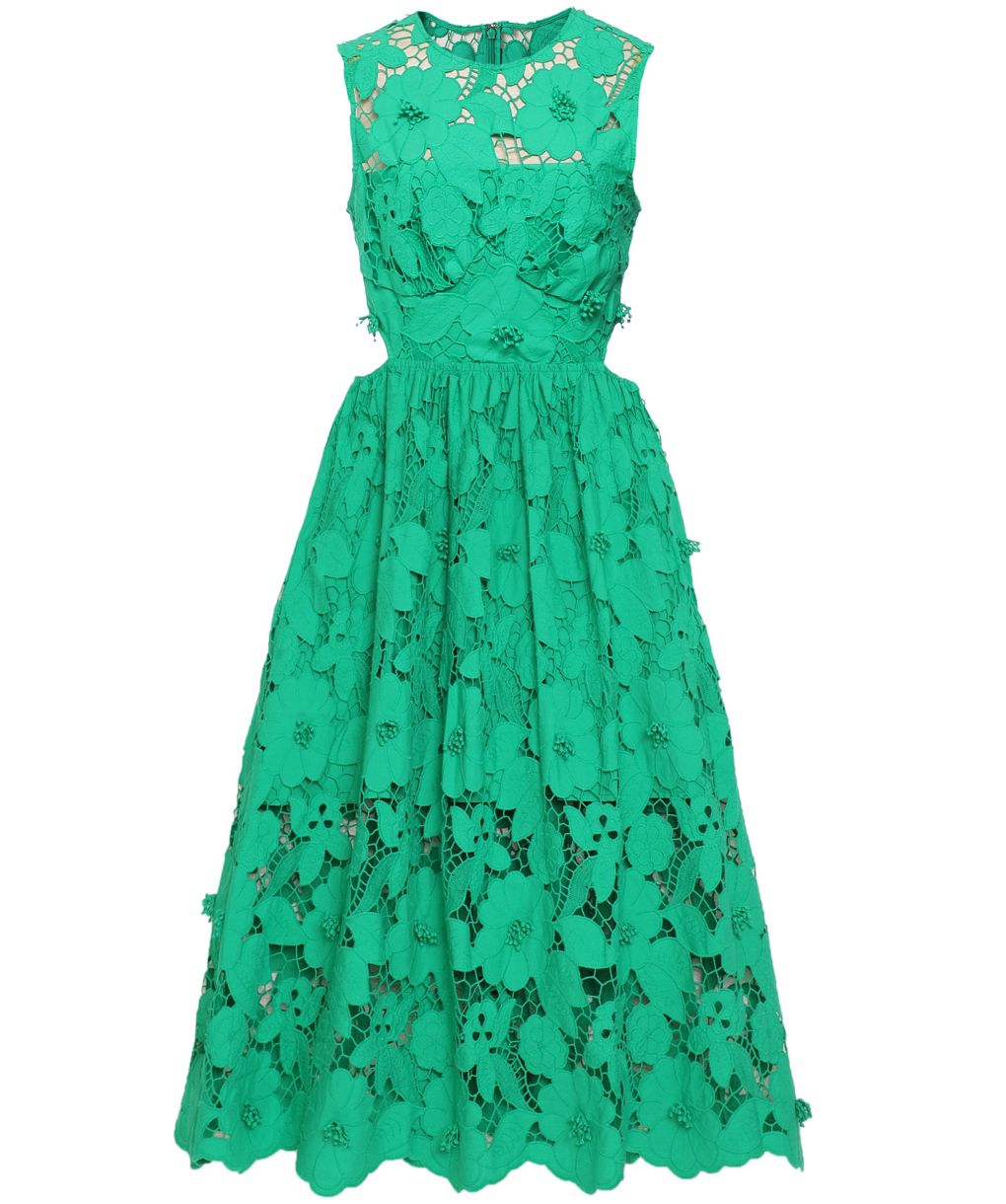 self portrait green floral dress self-portrait - Green Chiffon Midi Dress main image 1