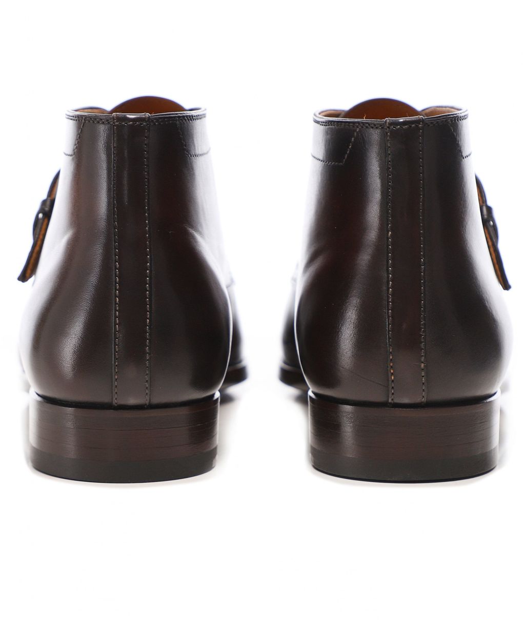 Magnanni Dark Brown Leather Monk Strap Chukka Boots | Jules B display picture 3
