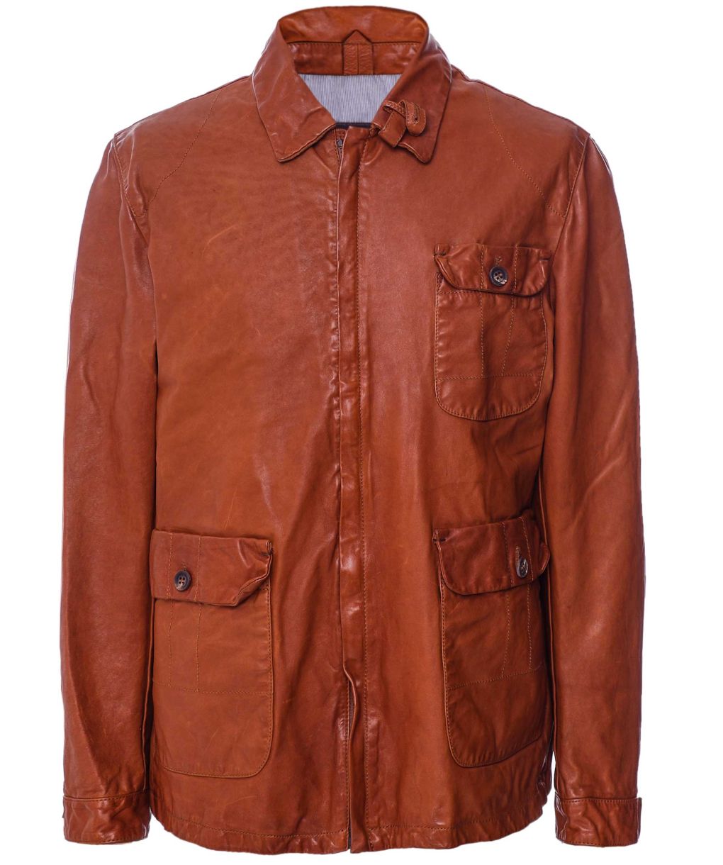 Jacob Cohen Three Pocket Long Leather Jacket