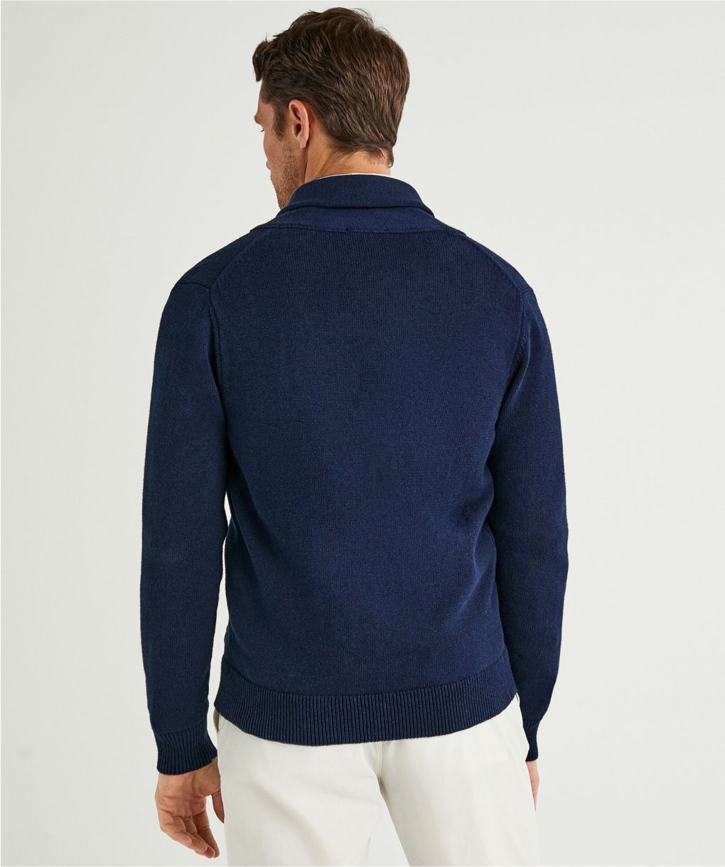 Hackett Navy Cotton Linen Shawl Cardigan | Jules B