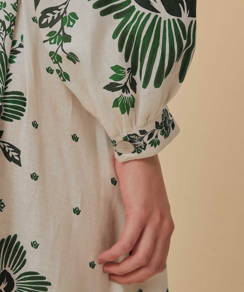 slim fit dress slacks Green summer short sleeves Linen Dress 5199 – Xiaolizi main image 0