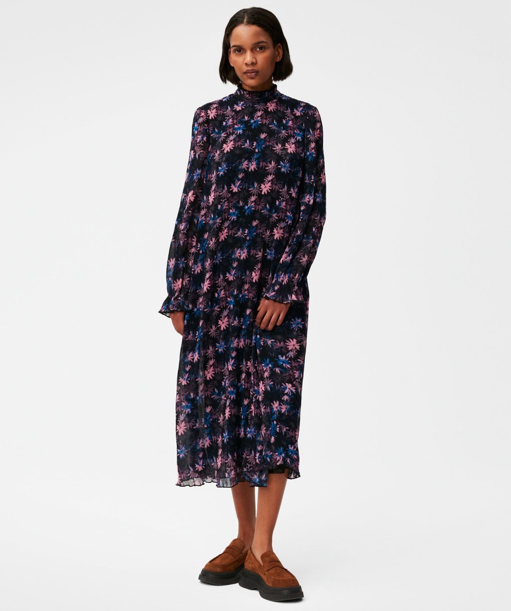 ganni floral pleated georgette midi dress GANNI Pleated Georgette Midi Dress