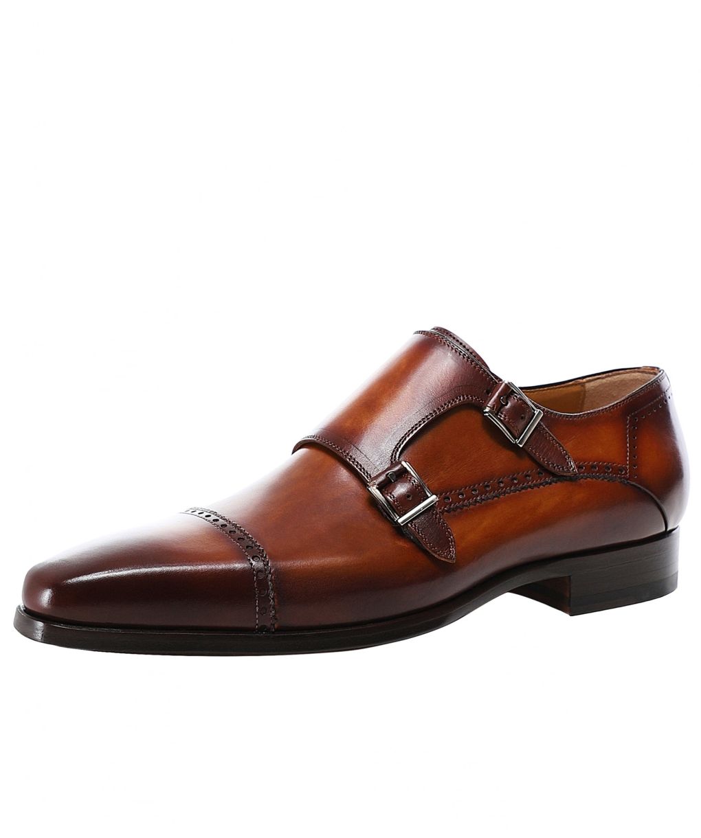 Magnanni Brown Leather Double Monk Strap Shoes | Jules B