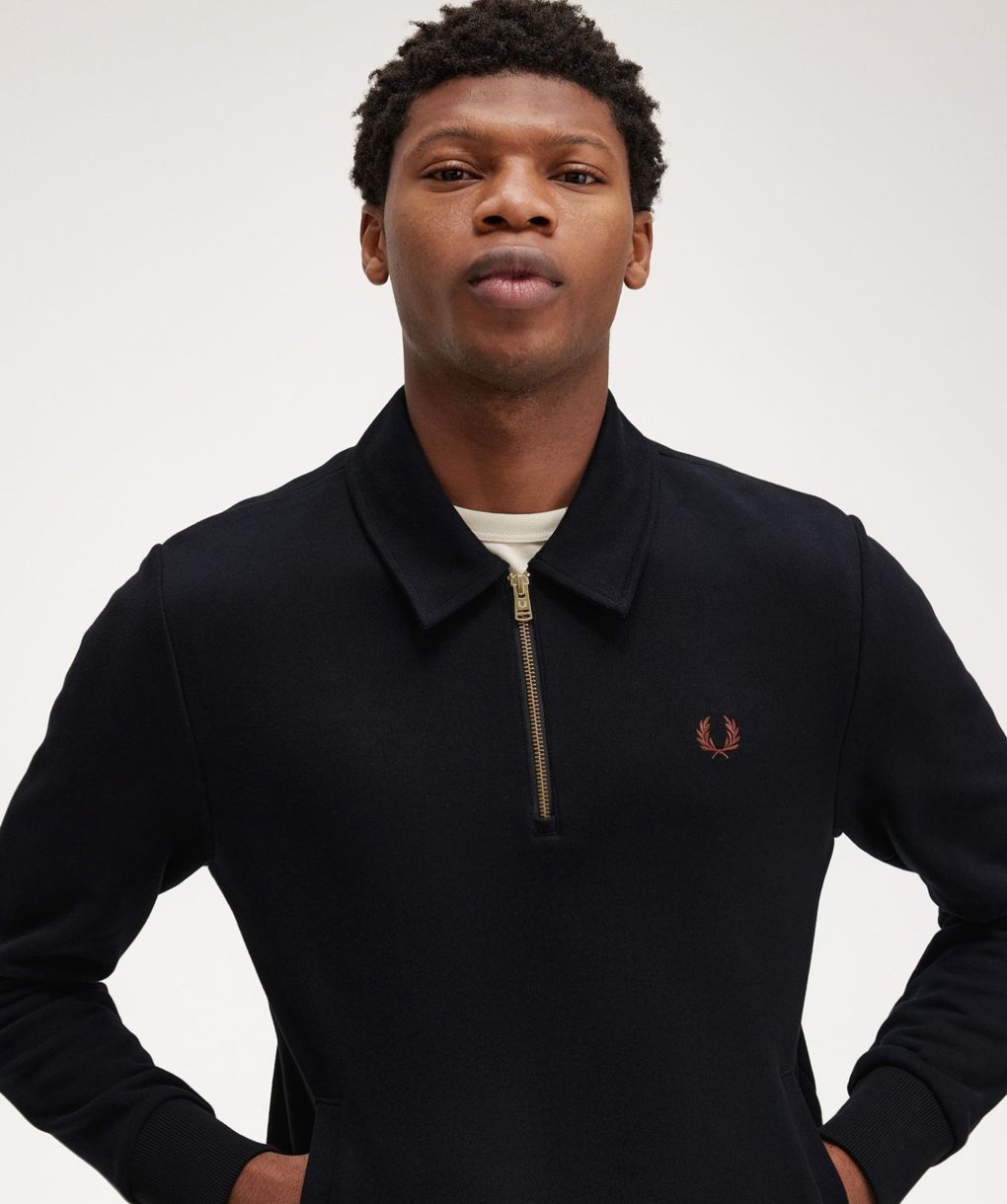 FRED PERRY☆ Half Zip Sweatshirt BLACK ELqUDDgziHePgV5wv5PIzFoDg4XewJ