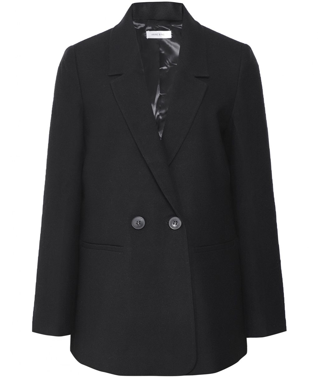 Anine Bing Black Madeleine Wool Blend Blazer | Jules B
