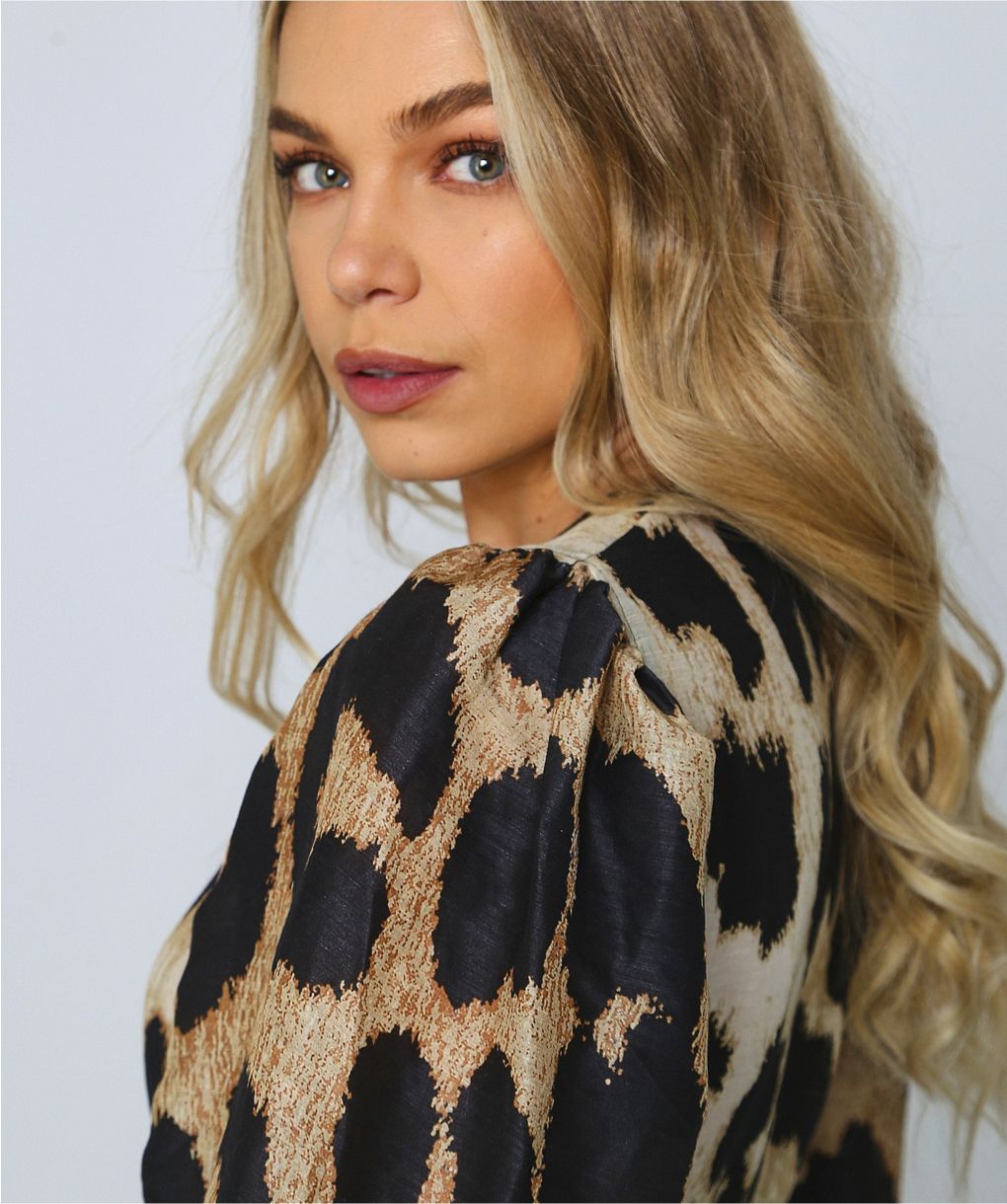 【GANNI】Leopard Foil Dress Leopard Leopard Foil Dress | GANNI