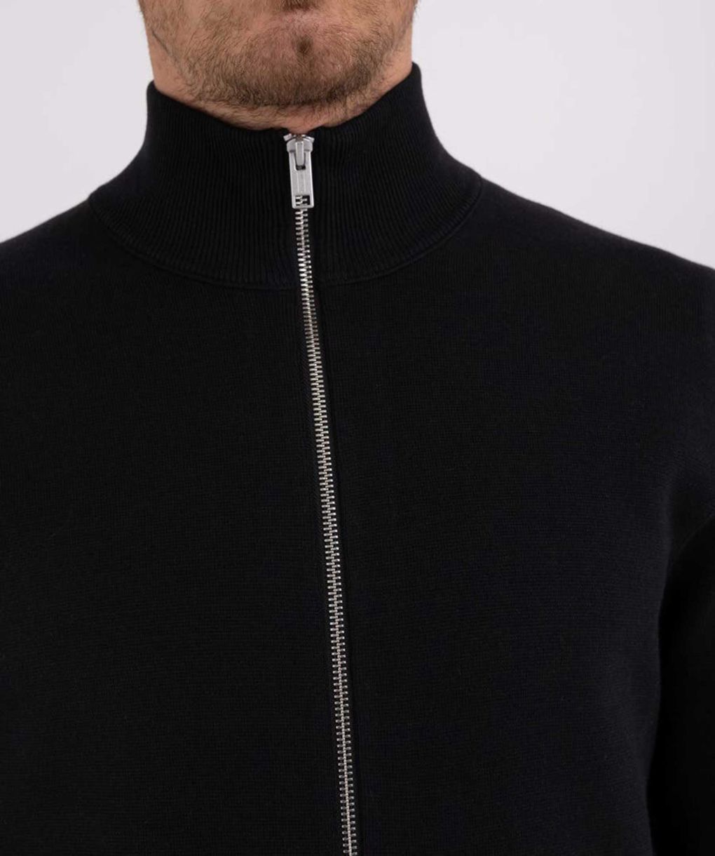 フレッドペリー Zip-Through Cardigan Ribbed Sleeve Zip Through Cardigan - Court Green | Men's Knitwear