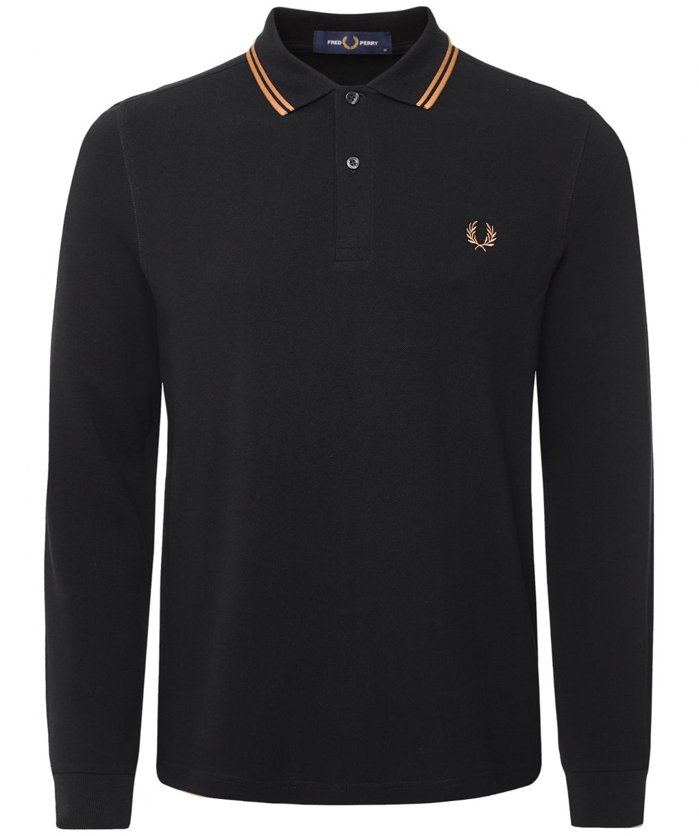 Fred Perry Black Long Sleeve M3636 Polo Shirt | Jules B