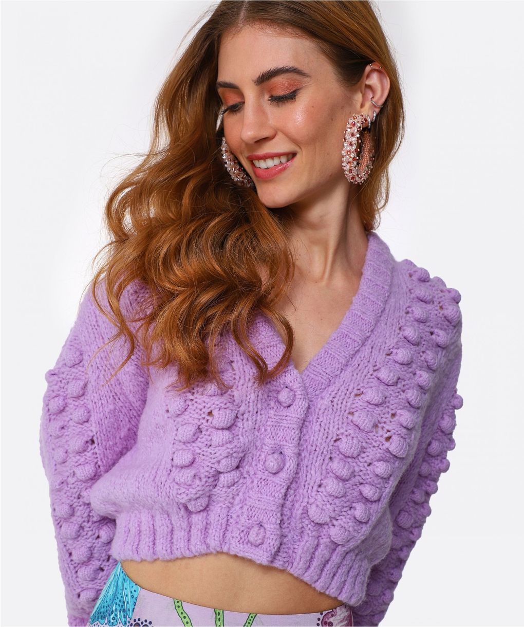 Hayley Menzies Purple Alpaca Cropped Cardigan | Jules B