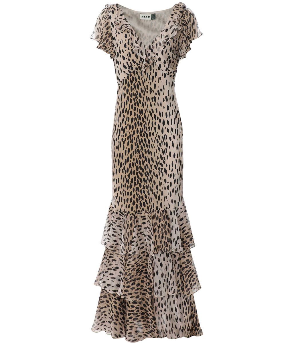 rixo amelle silk maxi dress Rixo Amelle Ruffle-Trim Silk Maxi Dress