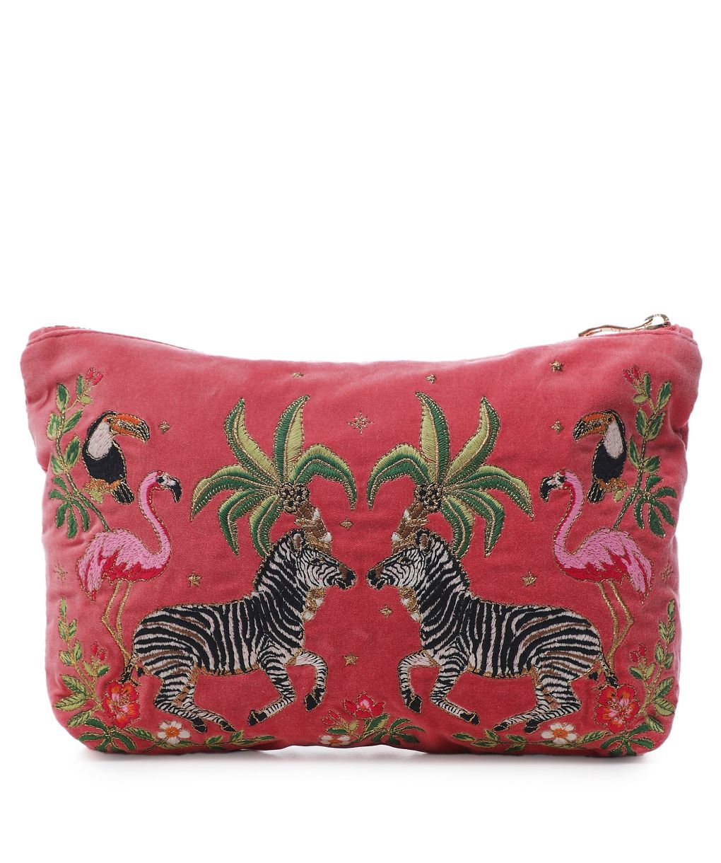 Elizabeth Scarlett Blush Pink Wild Zebra Palm Everyday Pouch