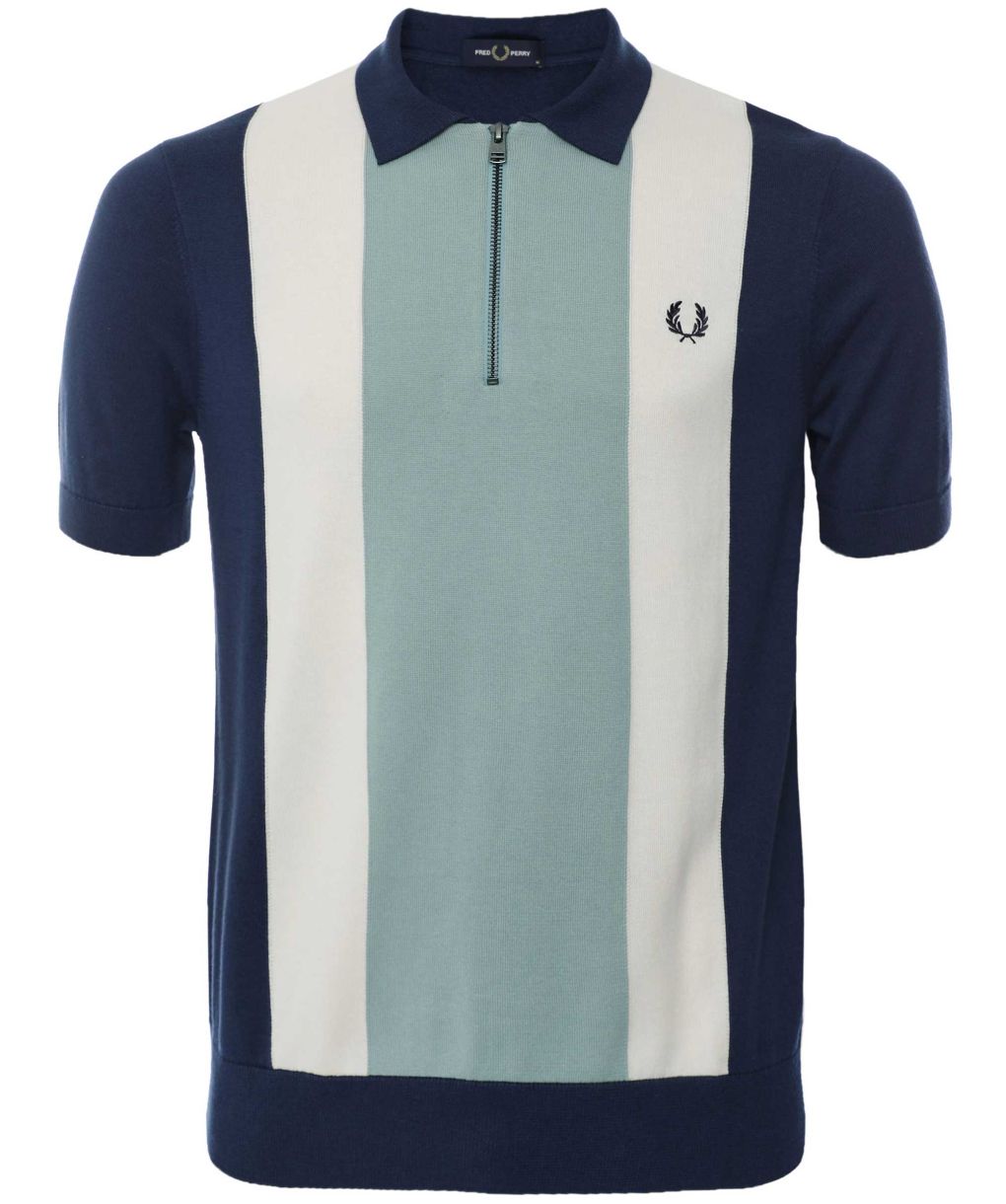 Fred Perry Striped Knit Zip Polo Shirt