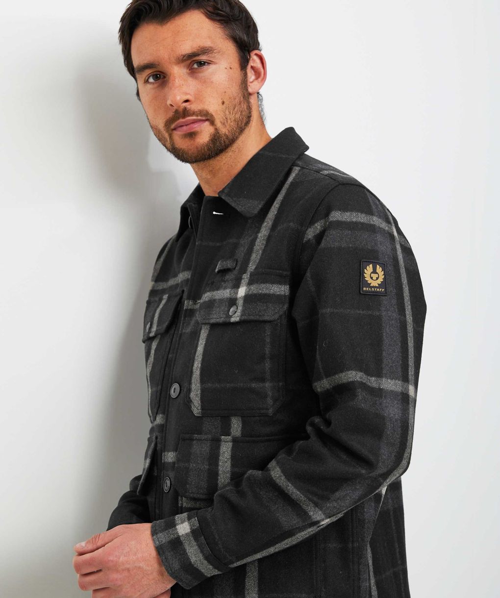 BELSTAFF Forge Wool Blend Overshirt サイズL Belstaff Grey Wool Blend Forge Jacket