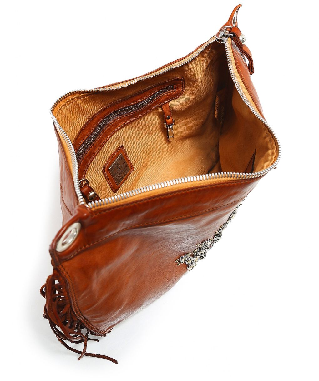 Campomaggi ブラウンレザーバッグ Campomaggi Brown Leather Fringe Studded Bag | Jules B