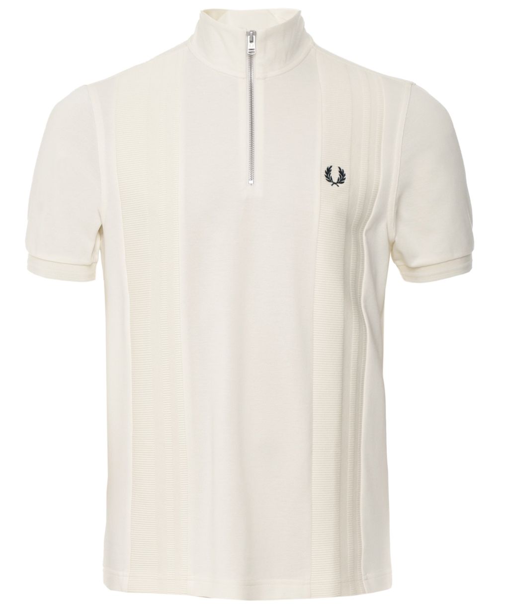 Fred Perry Ecru Rib Insert Zip Polo | Jules B