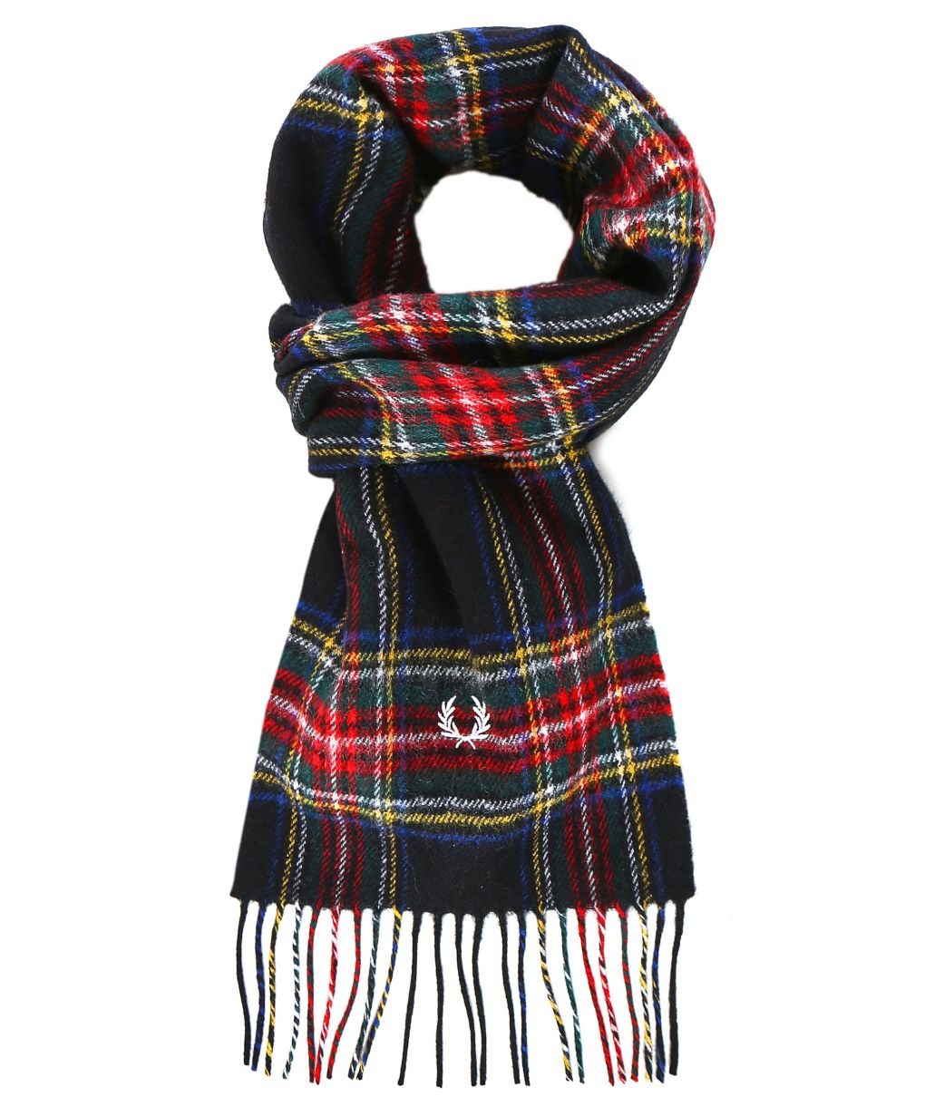Fred Perry Brushed Wool Tartan Scarf（Navy Check Brushed