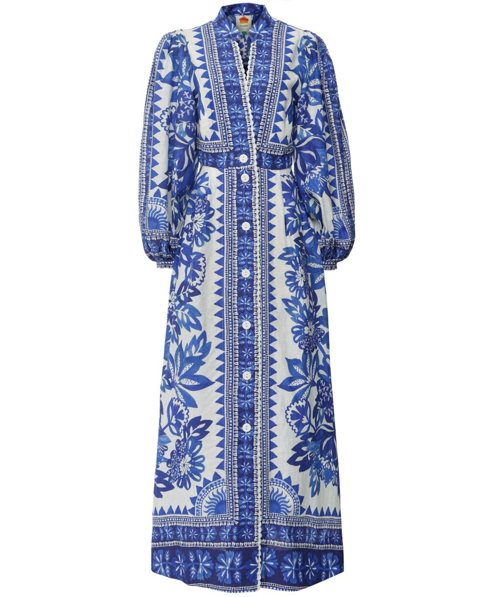 off-white delicate tapestry long sleeve maxi dress Petal and Pup Colter Long Sleeve Maxi Dress