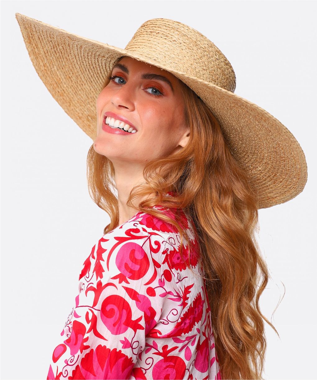 Filippo Catarzi Beige Wide Brim Raffia Hat | Jules B display picture 1
