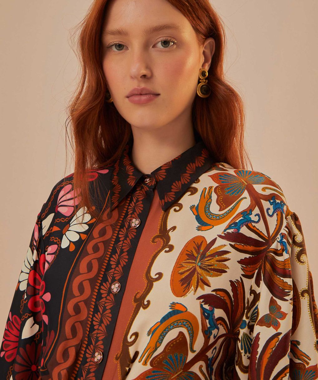 Farm Rio Miranda Chemise Midi Dress