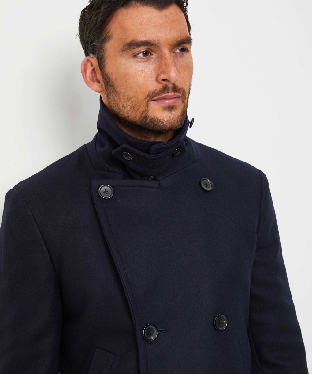 Paul Smith Navy Cashmere Mix Peacoat