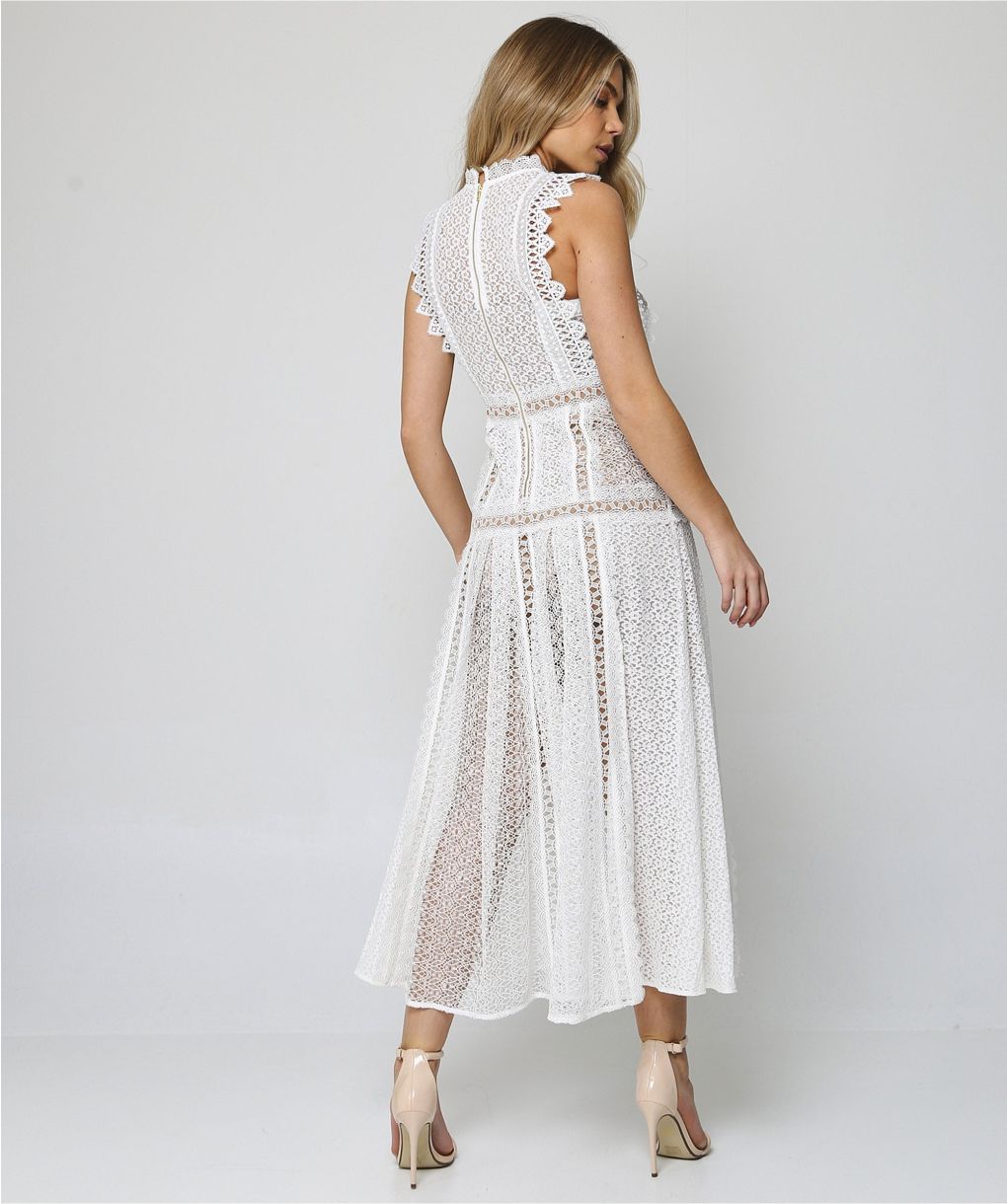 Lace Panel Midi Dress