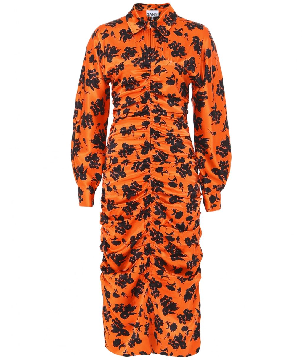 ganni orange floral dress Dress, UK Size 8