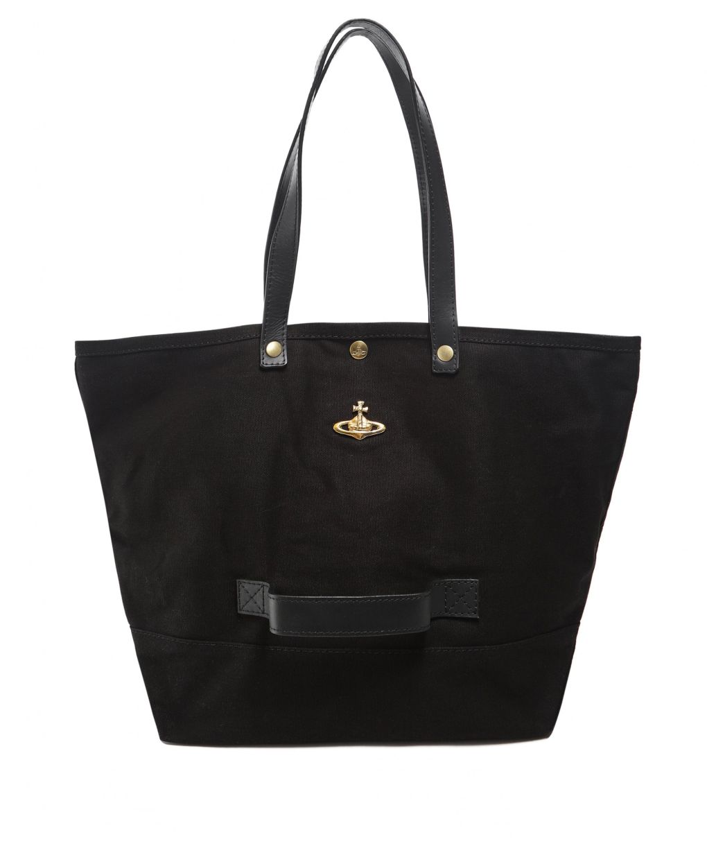 トートバッグ Vivienne Westwood Women's Logo Tote Bag Black 4B010007W-L001 Vivienne Westwood Leather Medium Sarah Shopping Bag in Black