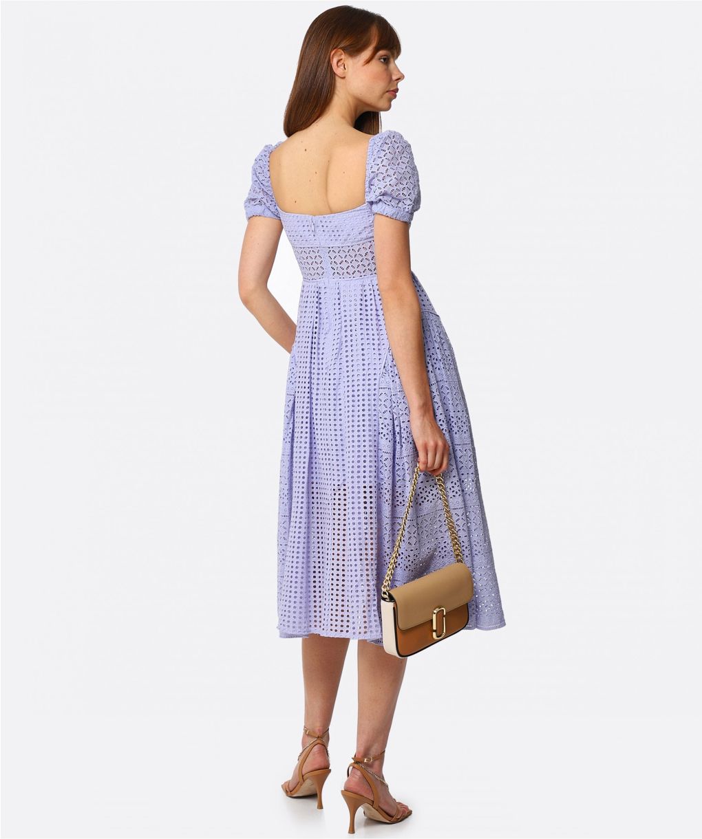 Self-Portrait Purple Broderie Anglaise Midi Dress | Jules B