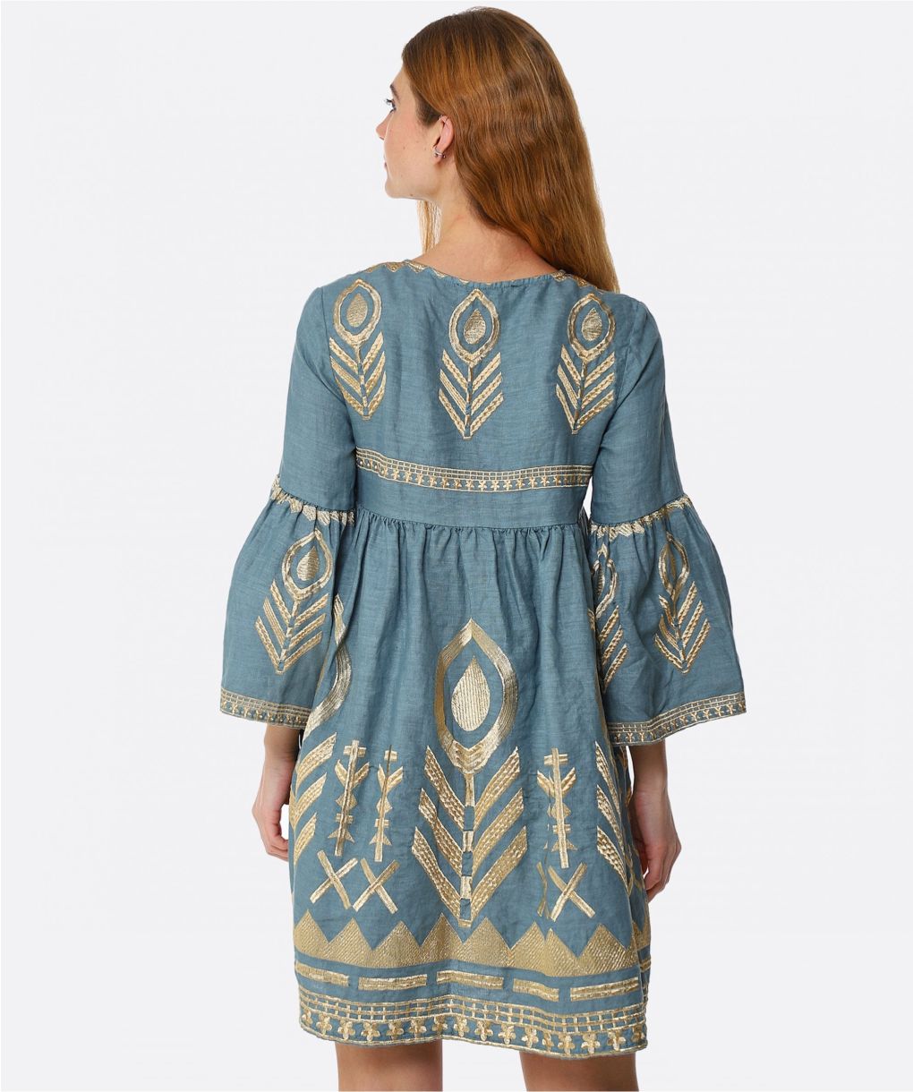 chinese dress ladies MIDI GREEK ARCHAIC KORI SHORT LINEN DRESS 