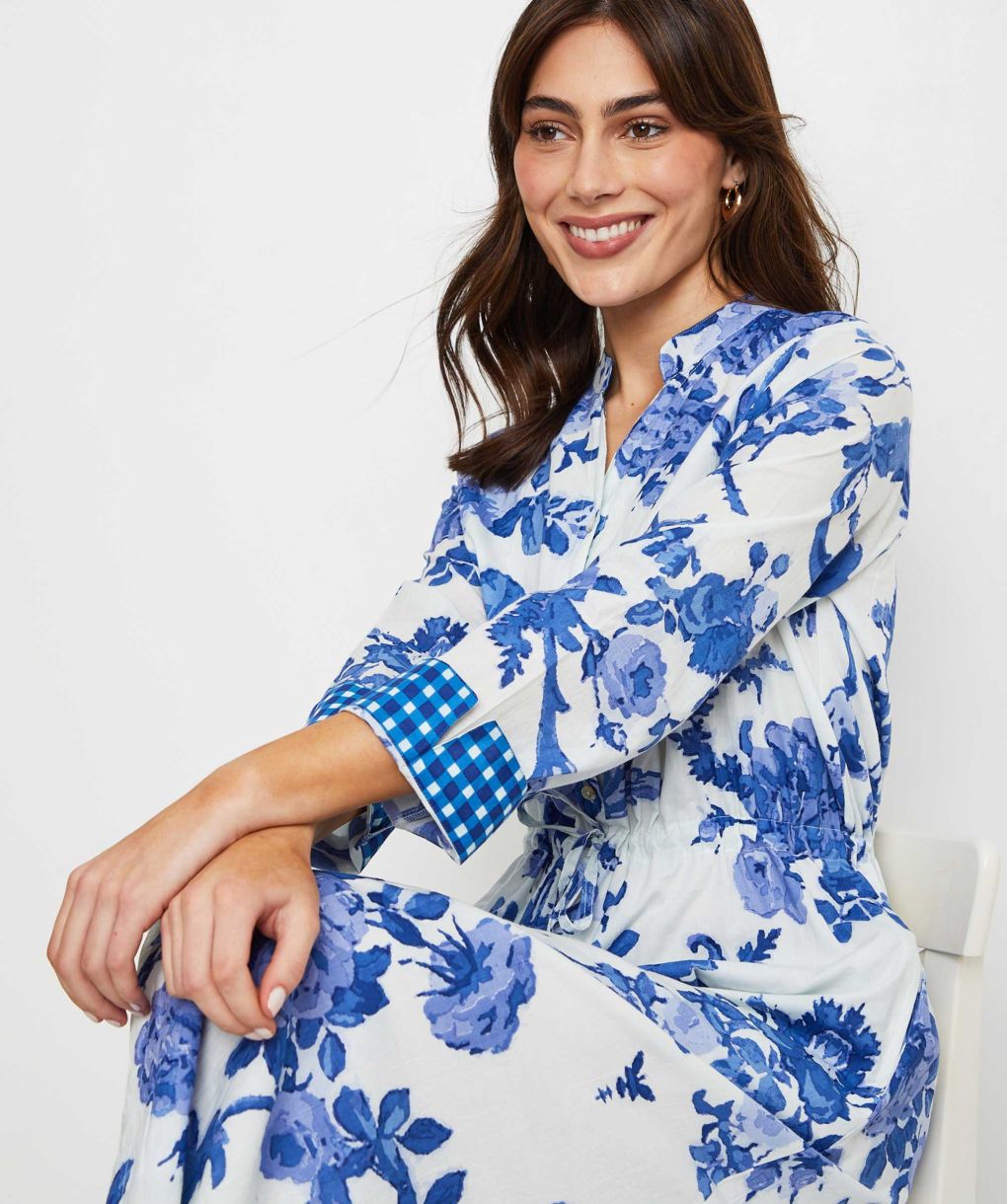 clara cotton shirt dress Handprint Dream Apparel Floral Print Kraft this style combines soft Polka dot Angelreese10 Blue Dress | Colour:ORANGE