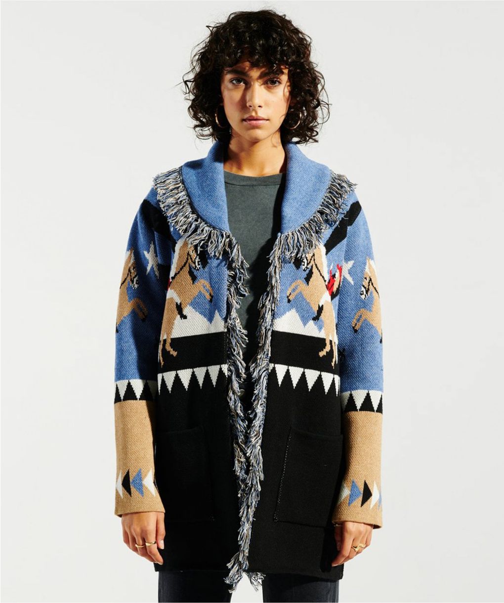 Hayley Menzies Blue Sunrise Rodeo Merino Jacquard Cardigan | Jules B