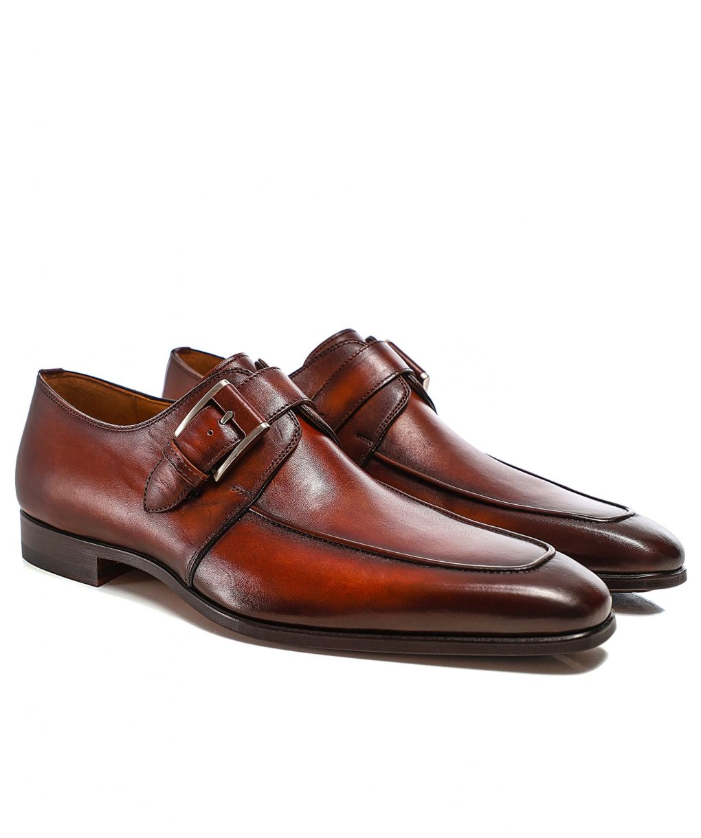 Magnanni Brown Leather Monk Shoes | Jules B display picture 1
