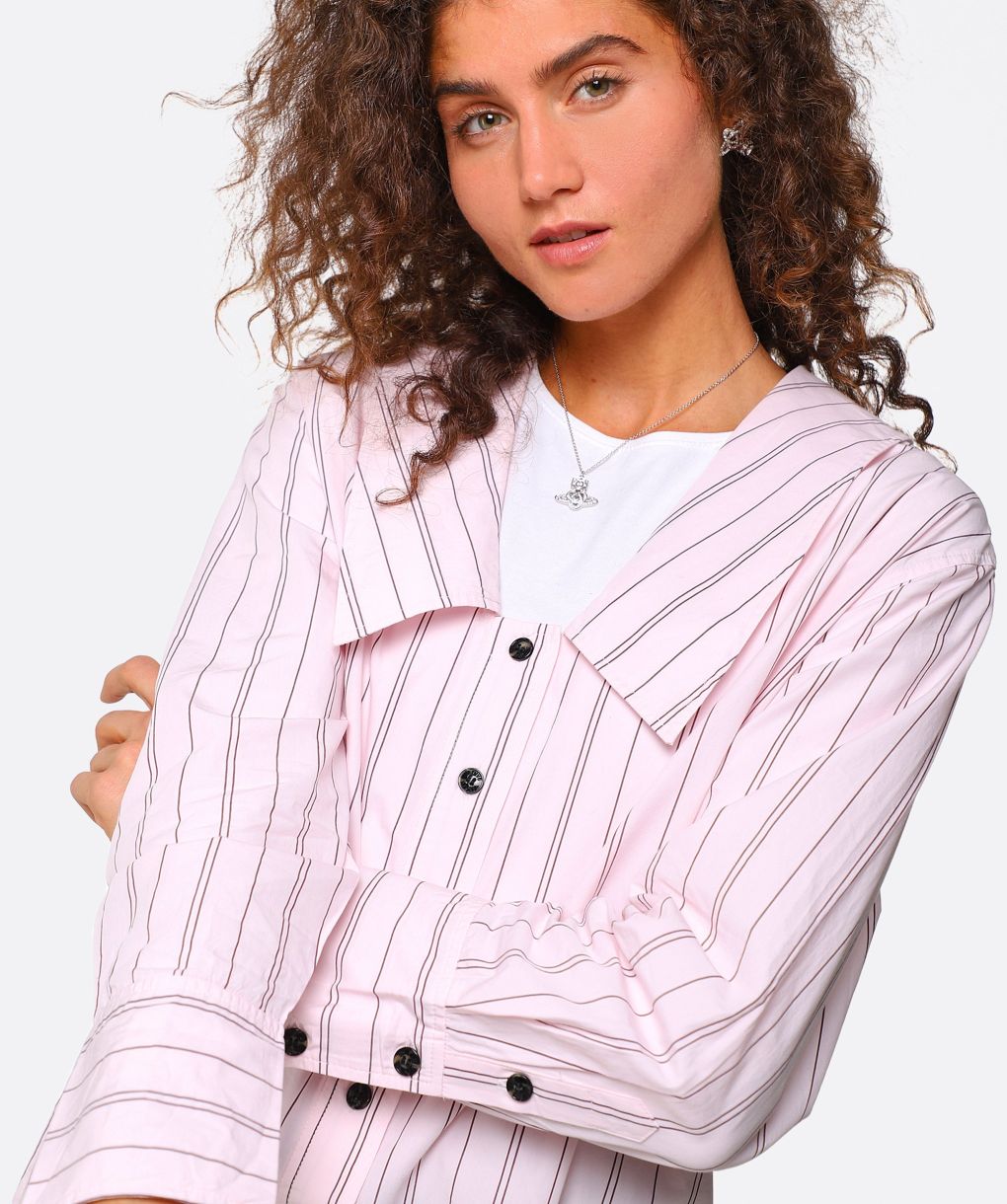 トップス GANNI striped organic cotton blouse GANNI Striped Cotton Oversize Raglan Shirt | endource