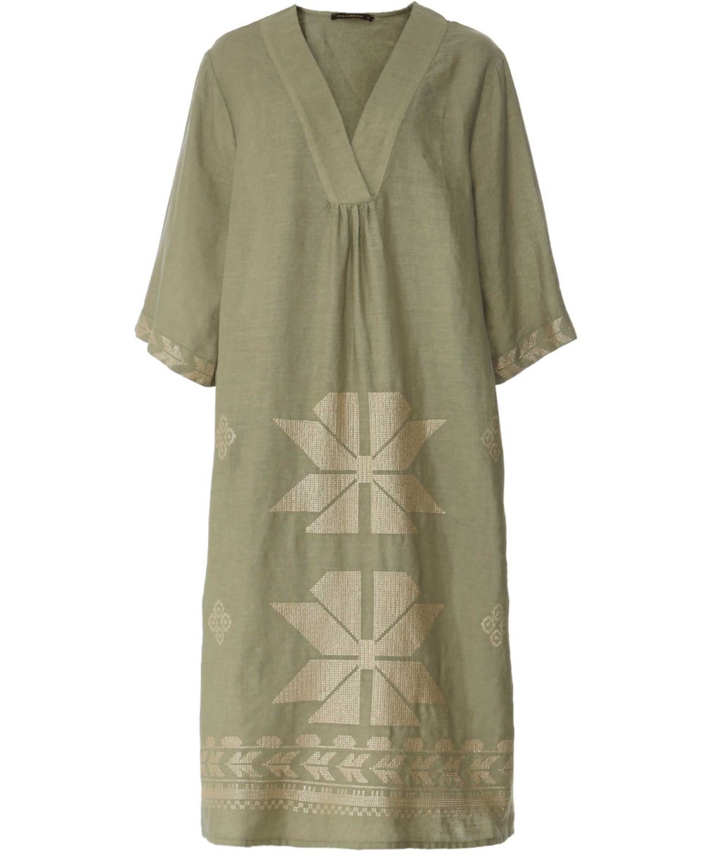 kori embroidered dress Plus Size Empire Plunging Lace Boho Wedding Dress Nude Beige main image 1