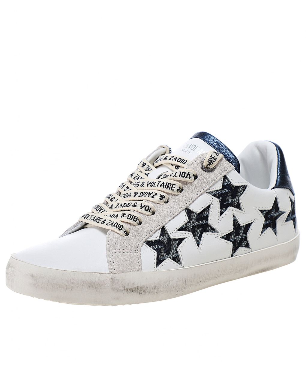 靴 ZADIG&VOLTAIRE ZADIG USED STARS CIRCUS Zadig & Voltaire White Zadig Used Star Leather Sneakers | Jules B