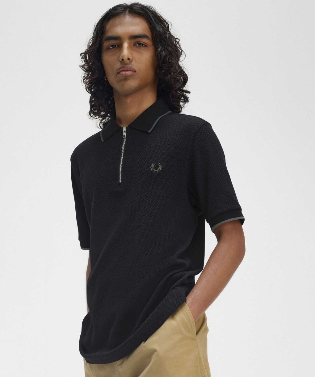 Fred Perry Textured Zip Polo Shirt