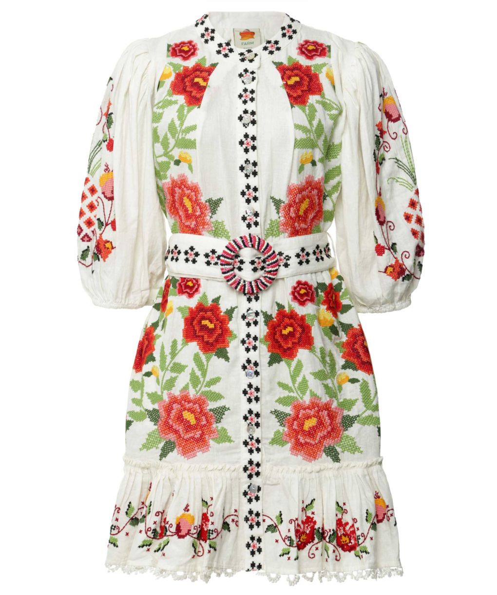 Embroidered Carmina Floral Mini Dress
