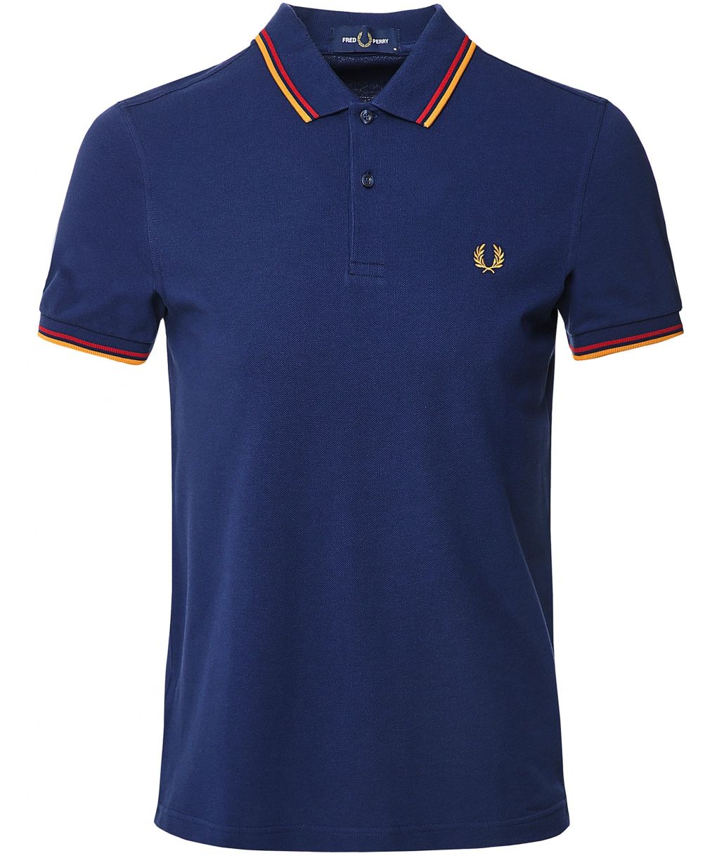 トップス FRED PERRY Twin Tipped Ribbed Polo Shirt NWT - Fred Perry M3600 Twin Tipped Polo Shirt - Navy/Red/White