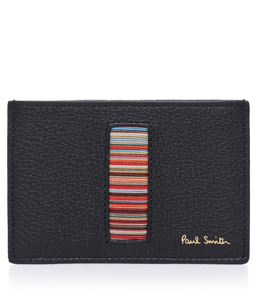 Paul Smith Black Leather Stripe Insert Card Holder | Jules B