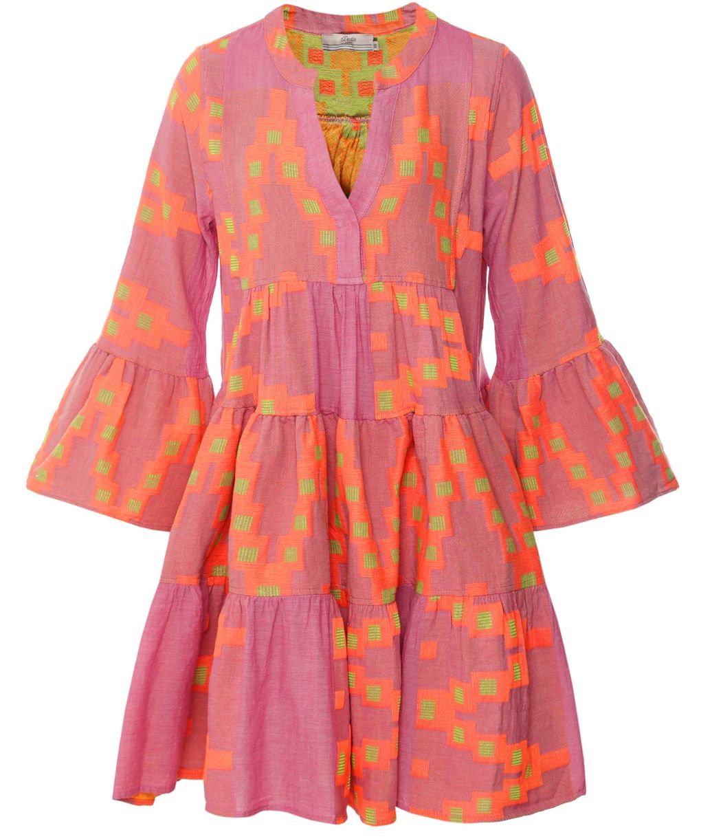 devotion neon pink dress Devotion Twins Ella Dress Pink Red Midi