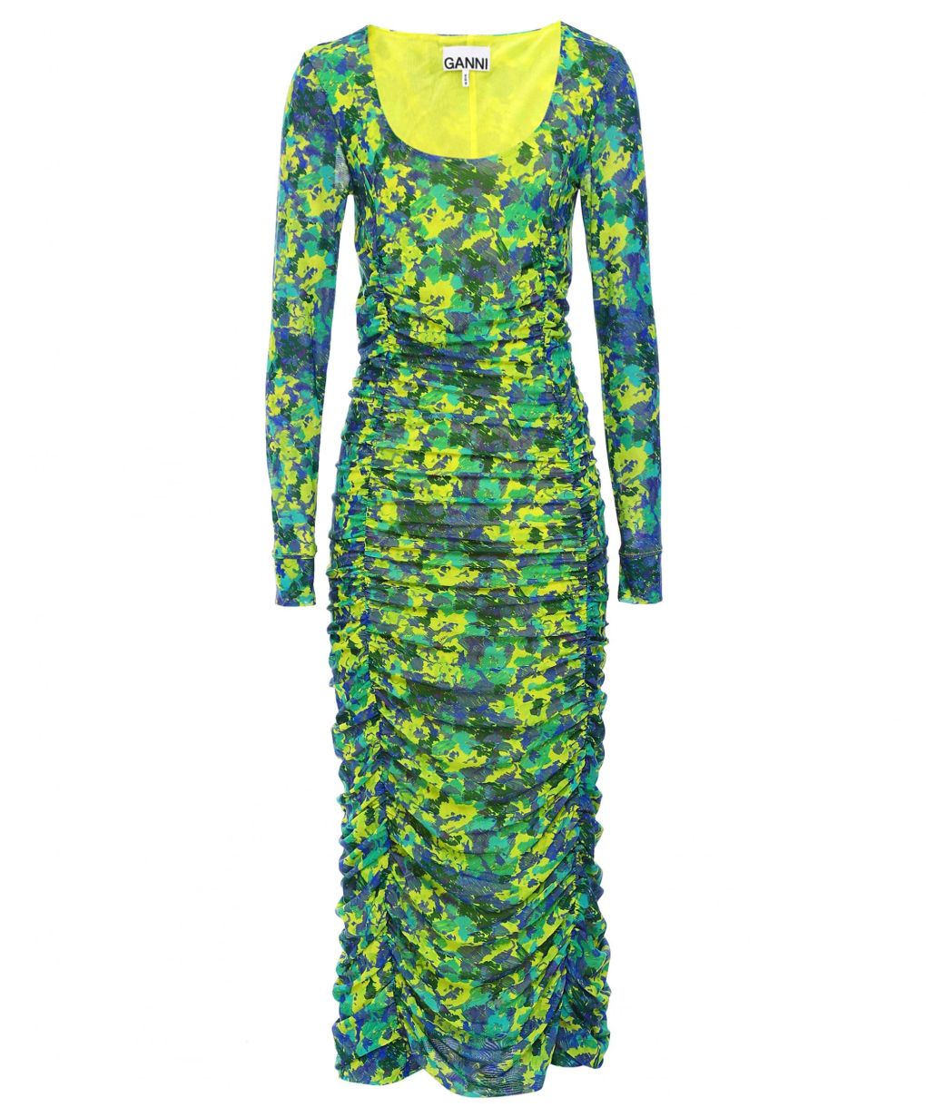 ganni dalton dress green GANNI 