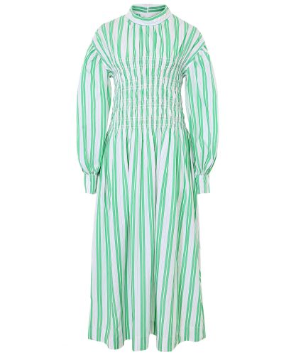 Ganni Green Stripe Cotton Smock Dress | Jules B